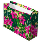 Tropisch Hawaiian Style Floral Patroon Groot Cadeauzakje (Voorkant Gekanteld)