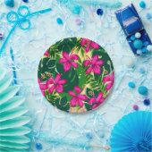 Tropisch Hawaiian Style Floral Patroon Papieren Bordje (Feest)