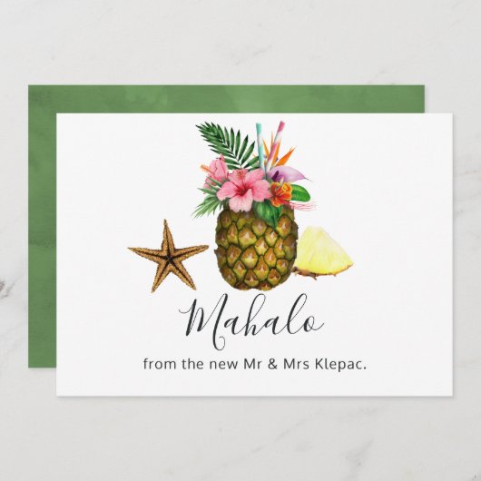 Tropisch Hawaiian Summer Weddenschap Bedankkaart (Voorkant / Achterkant)