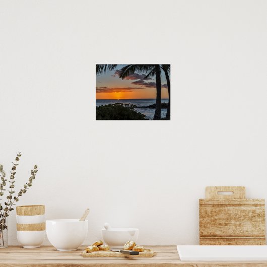 Tropisch Hawaiian sunset poster (Keuken)