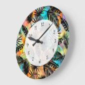 Tropisch Hawaiian Theme Palm Leaves Modern Grote Klok (Hoek)