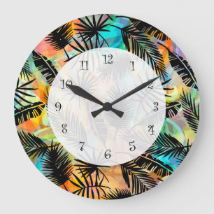 Tropisch Hawaiian Theme Palm Leaves Modern Grote Klok