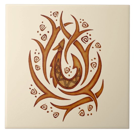 Tropisch Hawaiian Tribal Fish Hook Ceramic Tile Tegeltje (Voorkant)