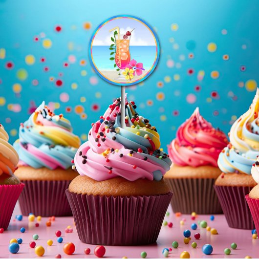 Tropisch Hawiian Luau Cupcake Stickers