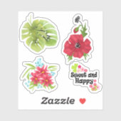 Tropisch, helder monster verlaat waterverf sticker (Vel)