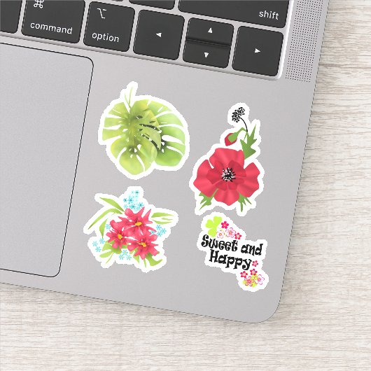 Tropisch, helder monster verlaat waterverf sticker (Detail)