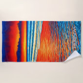 Tropisch heldere oceaanzonsonderstel strandlaken (Voorkant)