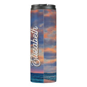 Tropisch heldere Ocean Sunset Beach Thermosbeker (Achterkant)