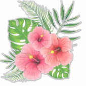 Tropisch Hibiscus Arrangement Vinyl Decal Sticker (Voorkant)