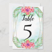 Tropisch Hibiscus Beach bruiloft Table Number Kaart (Voorkant)