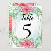Tropisch Hibiscus Beach bruiloft Table Number Kaart (Voorkant / Achterkant)
