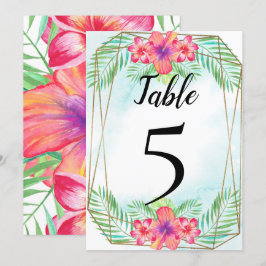 Tropisch Hibiscus Beach bruiloft Table Number Kaart