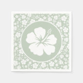 Tropisch Hibiscus Bleek Groen Servet (Voorkant)