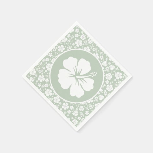 Tropisch Hibiscus Bleek Groen Servet (Hoek)