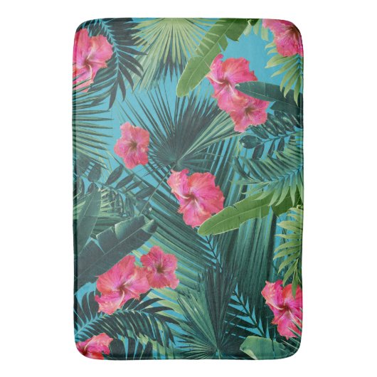 Tropisch Hibiscus bloemenpatroon Oerwoud #1a #art Badmat (Voorkant Verticaal)