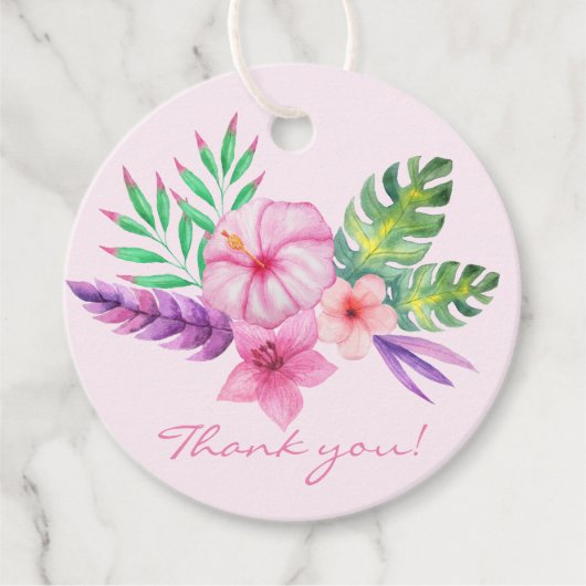 Tropisch Hibiscus boeket - Dank u Bedankjes Labels (Voorkant)