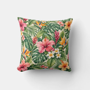 Tropisch Hibiscus Botanisch Patroon Kussen