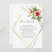 Tropisch Hibiscus Bruiloft Informatiekaartje (Voorkant / Achterkant)