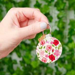 Tropisch Hibiscus- en Plumeria-bloempatroon Sleutelhanger
