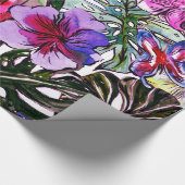 Tropisch HIbiscus Exotic Oerwoud Flowers Cadeaupapier (Hoek)