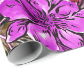 Tropisch HIbiscus Exotic Oerwoud Flowers Cadeaupapier (Rol Hoek)