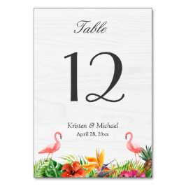 Tropisch Hibiscus Floral Flamingo Table Number Kaart