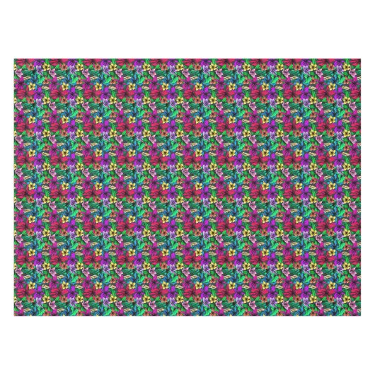 Tropisch Hibiscus Floral Flower Pattern Tafelkleed (Voorkant (Horizontaal))