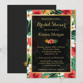 Tropisch Hibiscus Floral Gold Lijst Vrijgezellenfe Kaart (Voorkant / Achterkant)