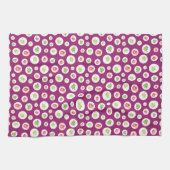 Tropisch Hibiscus Floral Green Leaf Cirkel Patroon Theedoek (Horizontaal)