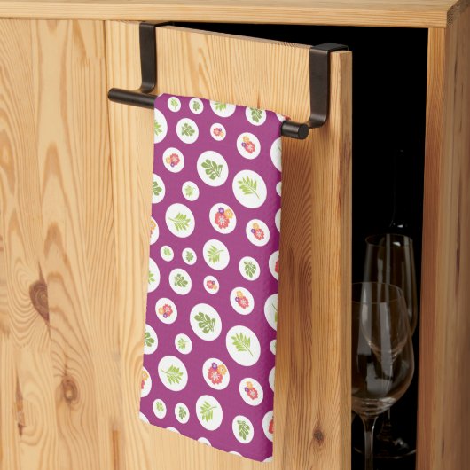 Tropisch Hibiscus Floral Green Leaf Cirkel Patroon Theedoek (Derde Gevouwen)