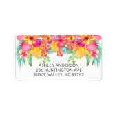 Tropisch Hibiscus Floral - Nieuw adreslabel Etiket (Voorkant)