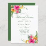 Tropisch Hibiscus Floral Palms Rehearsal Dinner Kaart<br><div class="desc">Tropische Hibiscus Floral Palms Rehearsal Dinner Invitation Prachtige elegante tropische uitnodigingen met botanische waterverf bloemen. Dit aangepaste moderne ontwerp kan eenvoudig worden aangepast aan uw eigen details.</div>