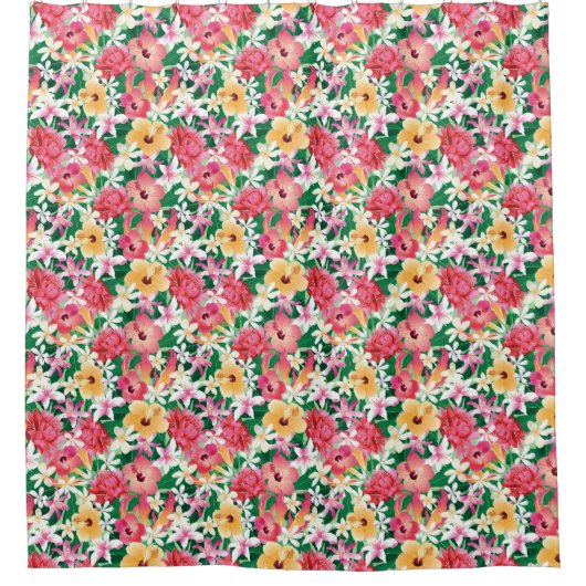 Tropisch Hibiscus Floral Pattern 2 Douchegordijn (Voorkant)