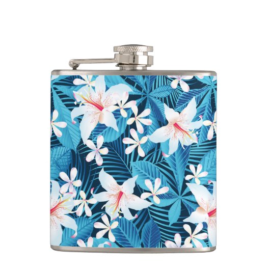 Tropisch Hibiscus Floral Pattern 2 Heupfles (Voorkant)
