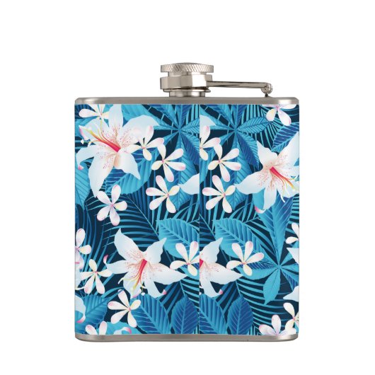 Tropisch Hibiscus Floral Pattern 2 Heupfles (Achterkant)