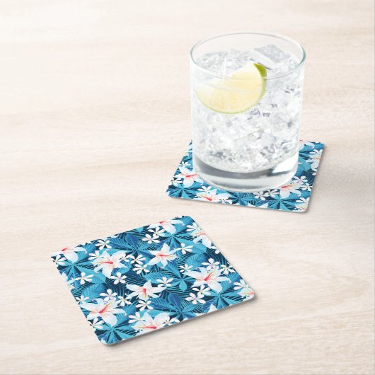 Tropisch Hibiscus Floral Pattern 2 Kartonnen Onderzetters (Insitu)
