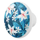 Tropisch Hibiscus Floral Pattern 2 Keramische Knop (Rechts)