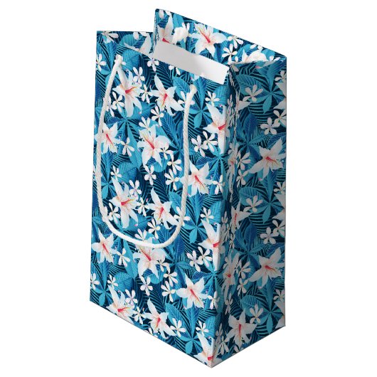 Tropisch Hibiscus Floral Pattern 2 Klein Cadeauzakje (Achterkant Gekanteld)