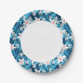 Tropisch Hibiscus Floral Pattern 2 Papieren Bordje (Voorkant)