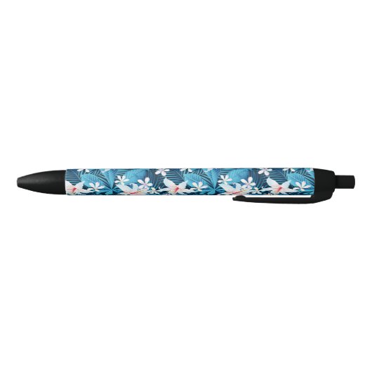 Tropisch Hibiscus Floral Pattern 2 Zwarte Inkt Pen (Bodem)