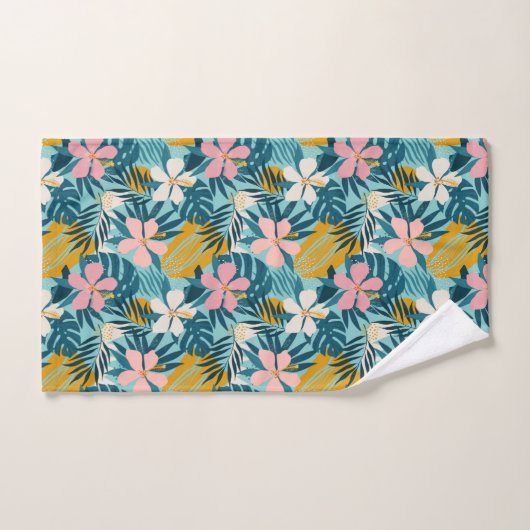 Tropisch Hibiscus Floral Pattern Bad Handdoek (Handdoek)