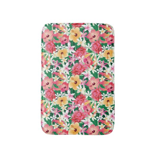 Tropisch Hibiscus Floral Pattern Badmat (Voorkant Verticaal)