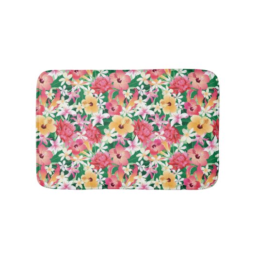 Tropisch Hibiscus Floral Pattern Badmat (Voorkant)