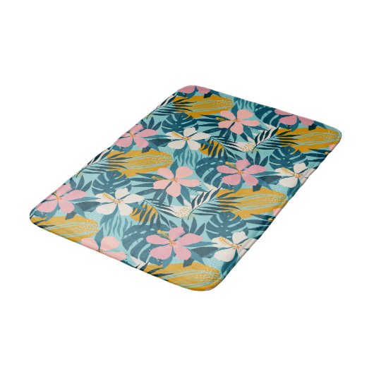 Tropisch Hibiscus Floral Pattern Badmat (Gekanteld)