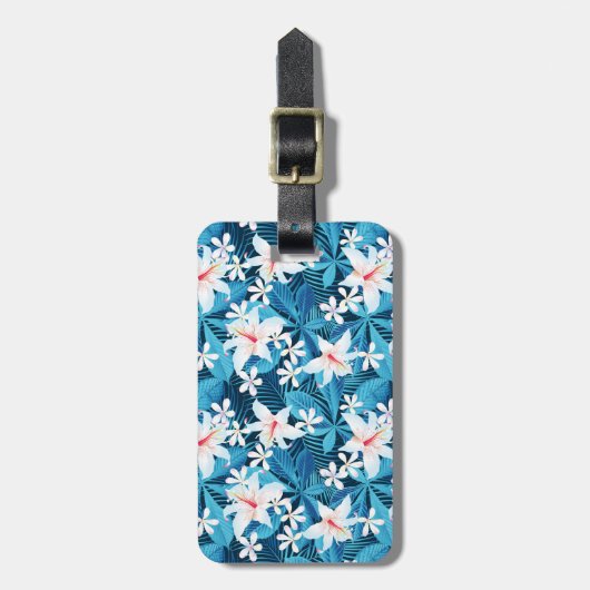 Tropisch Hibiscus Floral Pattern Bagagelabel (Voorkant verticaal)