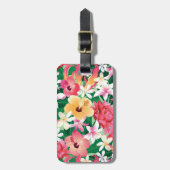 Tropisch Hibiscus Floral Pattern Bagagelabel (Voorkant verticaal)