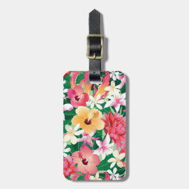 Tropisch Hibiscus Floral Pattern Bagagelabel