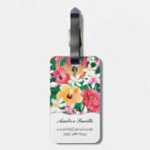 Tropisch Hibiscus Floral Pattern Bagagelabel (Achterkant verticaal)