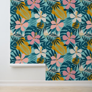 Tropisch Hibiscus Floral Pattern Behang