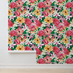 Tropisch Hibiscus Floral Pattern Behang